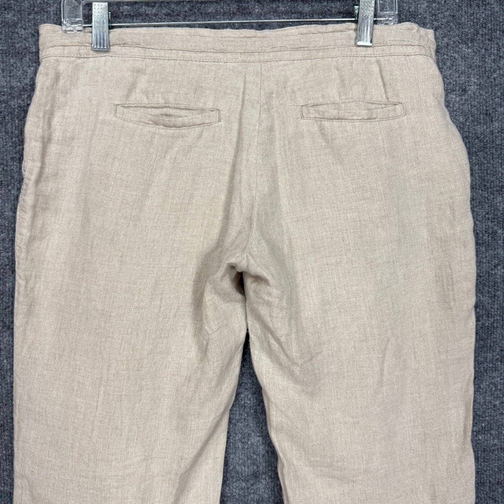 Gap Pants Women 4 Beige Khaki 100% Linen Straight Leg Drawstring Lined Trousers - Picture 5 of 16